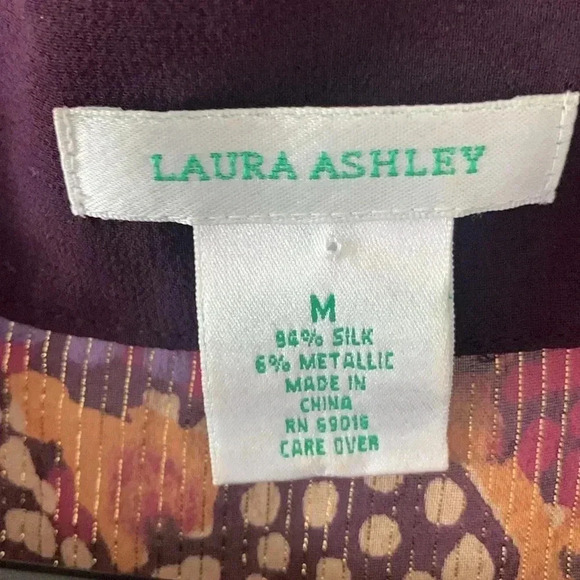 Laura Ashley multicolor and metallic sheer blouse size medium - Picture 2 of 8